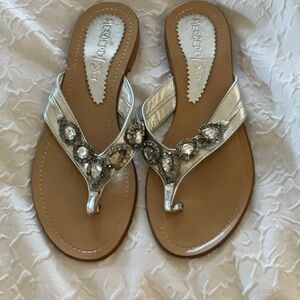 MERCEDEH from Monte Carlo silver leather, clear crystals eu40 9.5 10 US